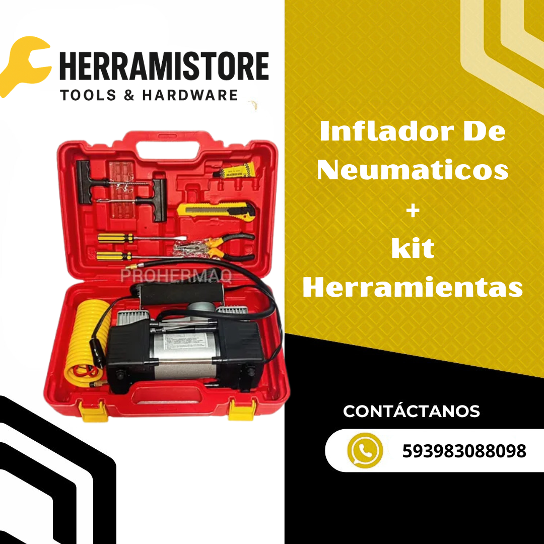INFLADOR DE NEUMATICOS+KIT HERRAMIENTAS