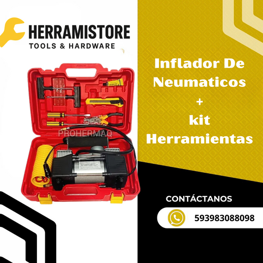 INFLADOR DE NEUMATICOS+KIT HERRAMIENTAS